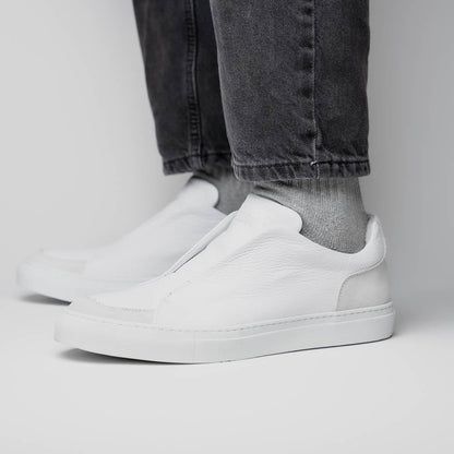 Zelli Spettacolare Pebble Grain Slip On Sneakers White (65-225-WHT)