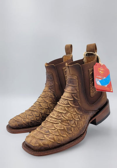 Square Toe Ankle Boots Python Print Oryx 1   - from alligatorwarehouse.com