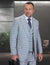 Statement Mens Classic Fit 3 Piece 100% Super 200s Wool Windowpane Plaid Suit – Wide Leg Pleated Pants
