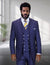 Statement Mens Classic Fit 3 Piece 100% Wool Windowpane Plaid Suit – Wide Leg Pleated Pants