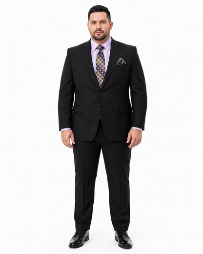 Statement Mens Modern Fit 2 Piece 100% Super 200s Wool Suit – Solid Colors, Notch Lapel Jacket