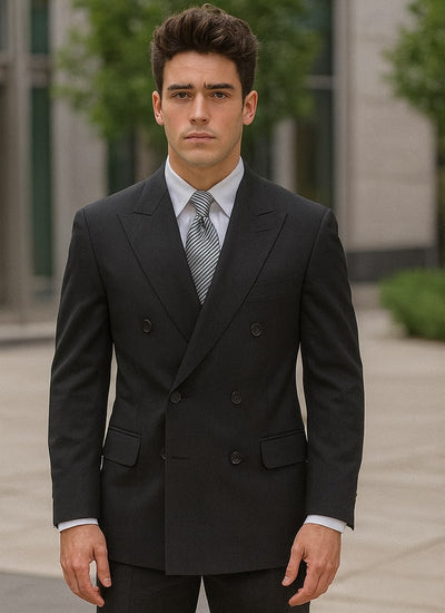 Mens Steve Harvey Brand Suit Double Breasted in Color Black Modern Fit 1   - from alligatorwarehouse.com