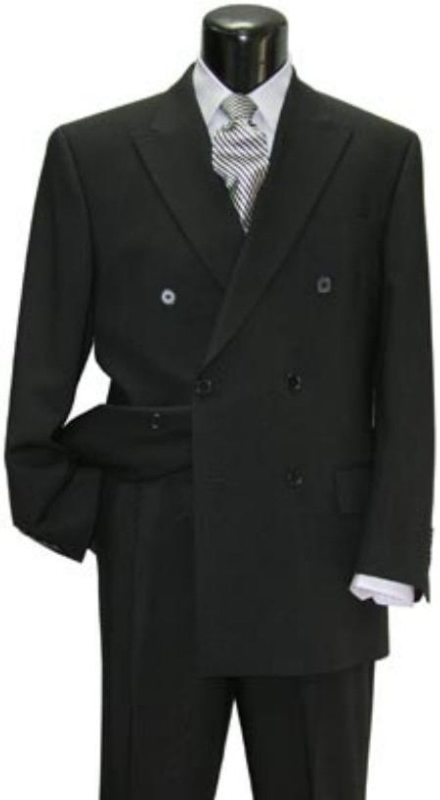 Mens Steve Harvey Brand Suit Double Breasted in Color Black Modern Fit