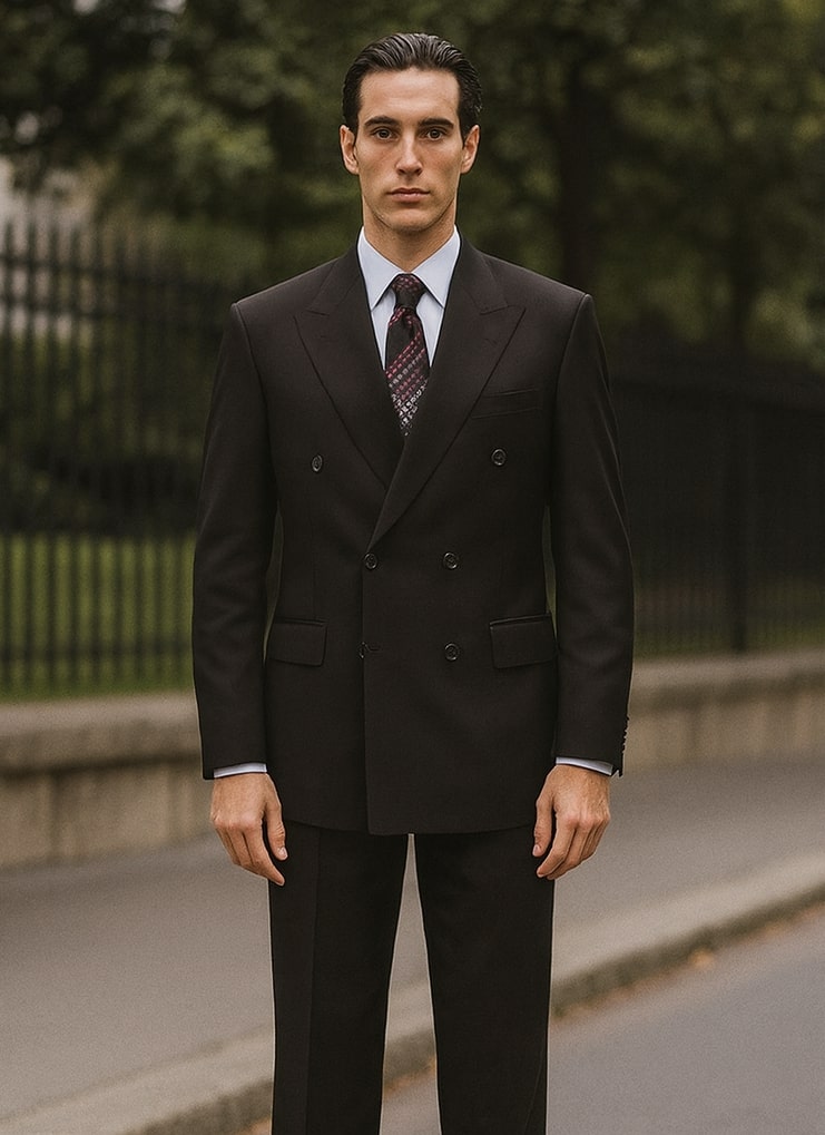 Mens Steve Harvey Brand Suit Double Breasted in Color Black Modern Fit