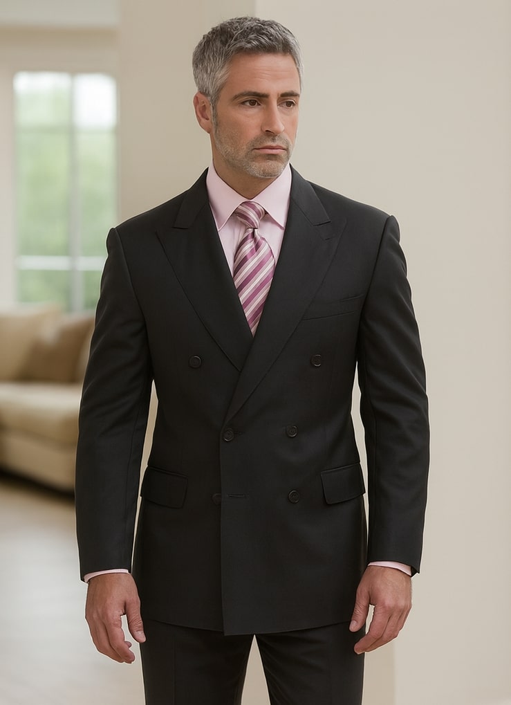 Mens Steve Harvey Brand Suit Double Breasted in Color Black Modern Fit 3   - from alligatorwarehouse.com