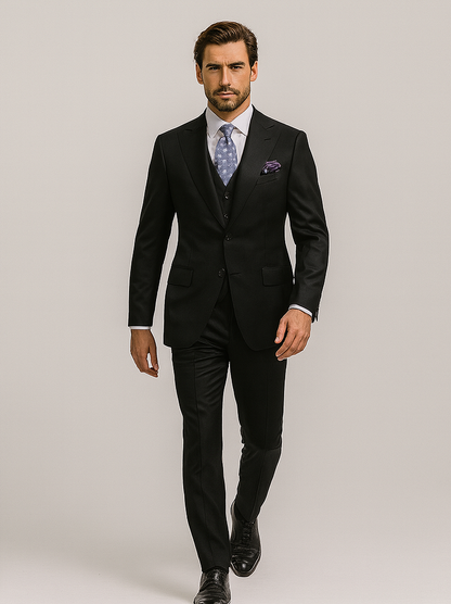 Steve Harvey Suits Brand - Mens Black Suit - Designer Brand Suit No Pleated Pants Modern Fit