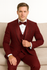 Men’s Burgundy Italian Wool 3-Piece Modern Formal Tuxedo 6   - from alligatorwarehouse.com