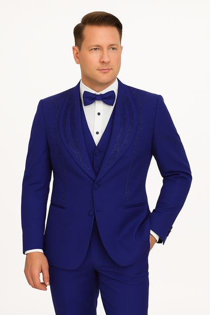 Royal Blue Italian Wool 3-Piece Modern Fit Tuxedo