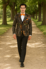 Western Tuxedo - Traje Para Hombre Novio - Cowboy Western Suit - Green and Brown Mix Pattern