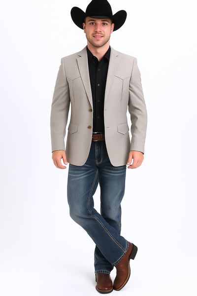 Western Blazer - Saco Para Hombre - Mens Double Button Western Beige Blazer 8   - from alligatorwarehouse.com