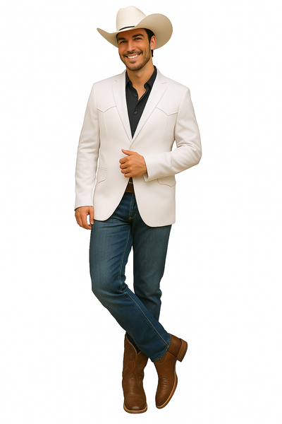 Western Blazer - Saco Para Hombre - Mens Double Button Western White Blazer 8   - from alligatorwarehouse.com