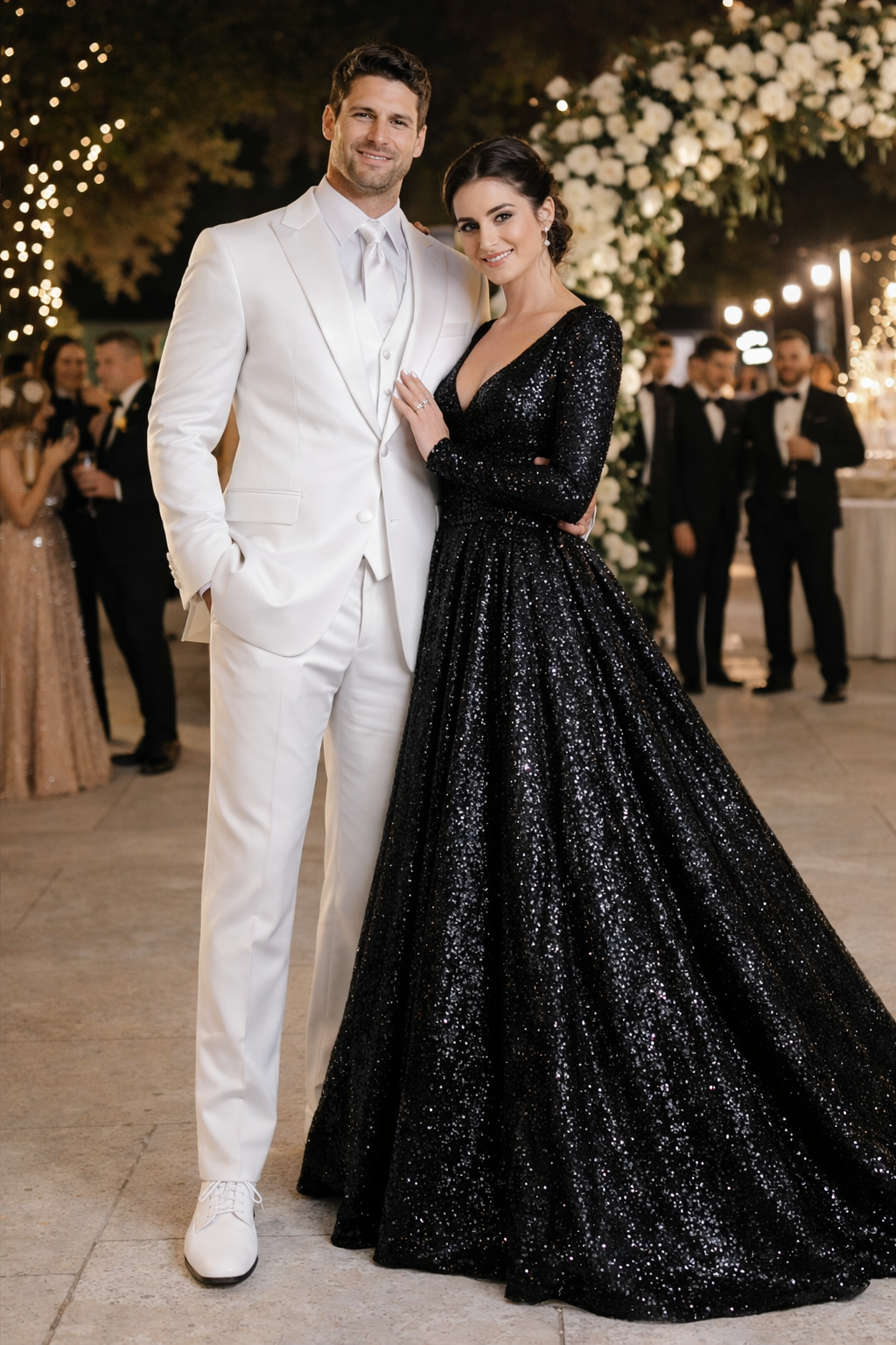 Mens Classic Fit 2 Button Rayon Fabric Tuxedo in White