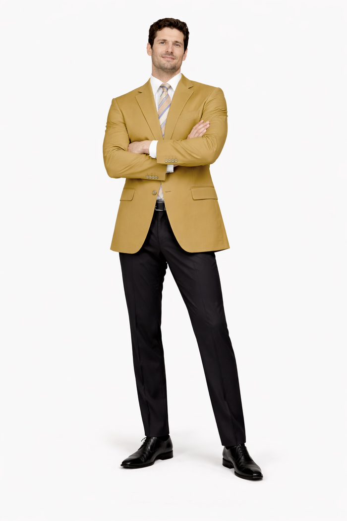 Mens 2 Button Rayon Fabric Dress Blazer in Gold
