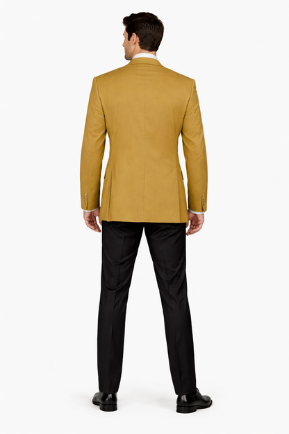 Mens 2 Button Rayon Fabric Dress Blazer in Gold