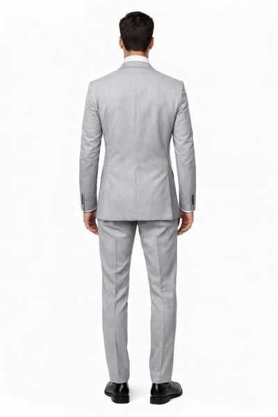 Suits With Baggy Pleated Pants - Wide Leg Pants 100% Wool - Classic Fit in Grey Color by Rossiman