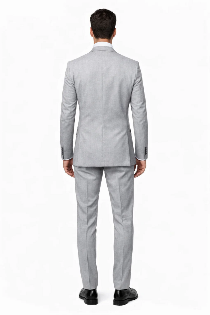 Suits With Baggy Pleated Pants - Wide Leg Pants 100% Wool - Classic Fit in Grey Color by Rossiman