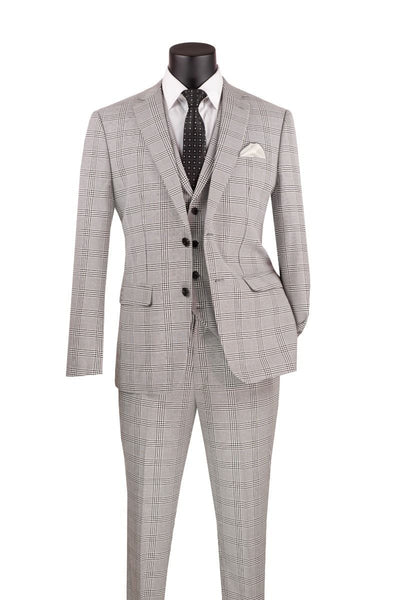 Vinci Men's 3-Piece Fit Glen Plaid Suit 2 SV2W6_TAN_38S  - from alligatorwarehouse.com