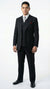 Mens Suit With Pleated Pants - Semi Wide Leg 100% Wool Super 150's Big Peak Lapel Classic Fit Athletic Cut With Double breasted Vest in Black