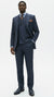 Mens Suit With Pleated Pants - Semi Wide Leg 100% Wool Super 150's Big Peak Lapel Classic Fit Athletic Cut With Double breasted Vest in Dusty Blue