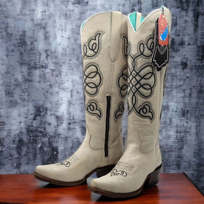 Off White Tall Cowgirl Boots 1   - from alligatorwarehouse.com