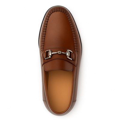Mens Mezlan Brussels Metal Ornament Calfskin Loafer Dress Shoe in Tan 3   - from alligatorwarehouse.com