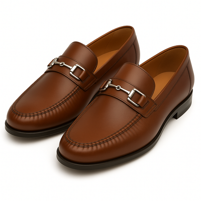 Mens Mezlan Brussels Metal Ornament Calfskin Loafer Dress Shoe in Tan 6   - from alligatorwarehouse.com
