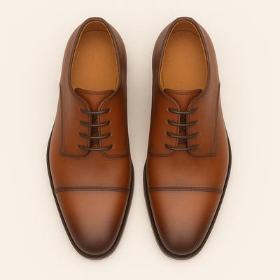 Mens Mezlan Republic Calfskin Cap Toe Blucher Dress Shoe in Tan 7   - from alligatorwarehouse.com