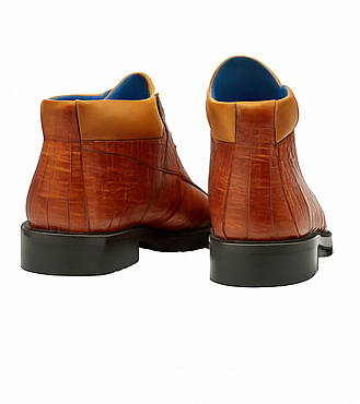 Belvedere Gallardo Men's Shoes Antique Sport Brown Exotic Caiman Crocodile Derby Split-toe Boots