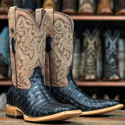 Dan Post Men's Alamosa Full Quill Ostrich Square Toe Boots - Black 1 DP4873_7_D  - from alligatorwarehouse.com