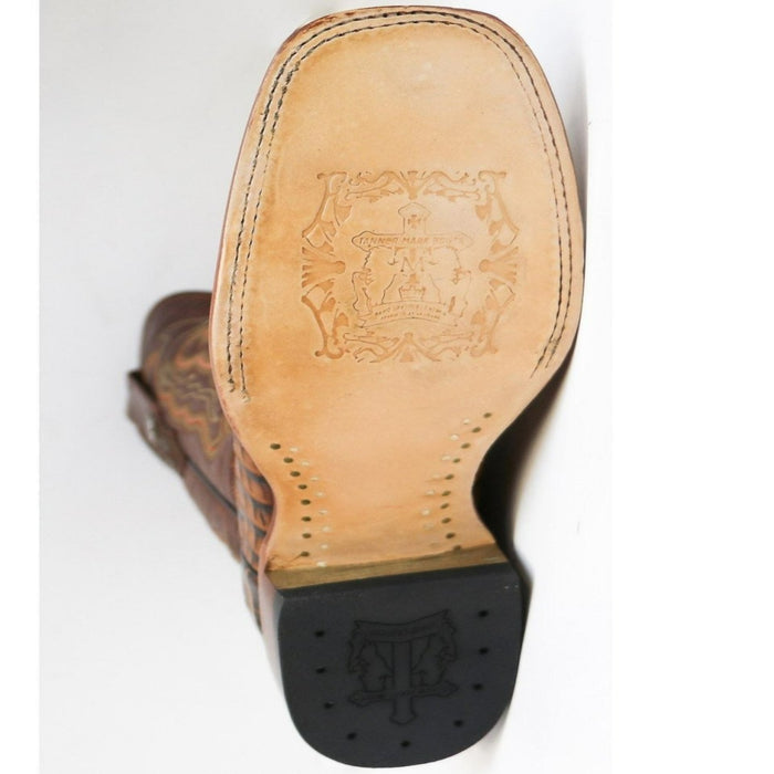 Tanner Mark Men's Marshall Print Caiman Tail Square Toe Boots Brown