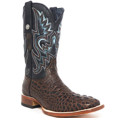 Tanner Mark Men's Hudson Print Caiman Tail Square Toe Boots Cognac