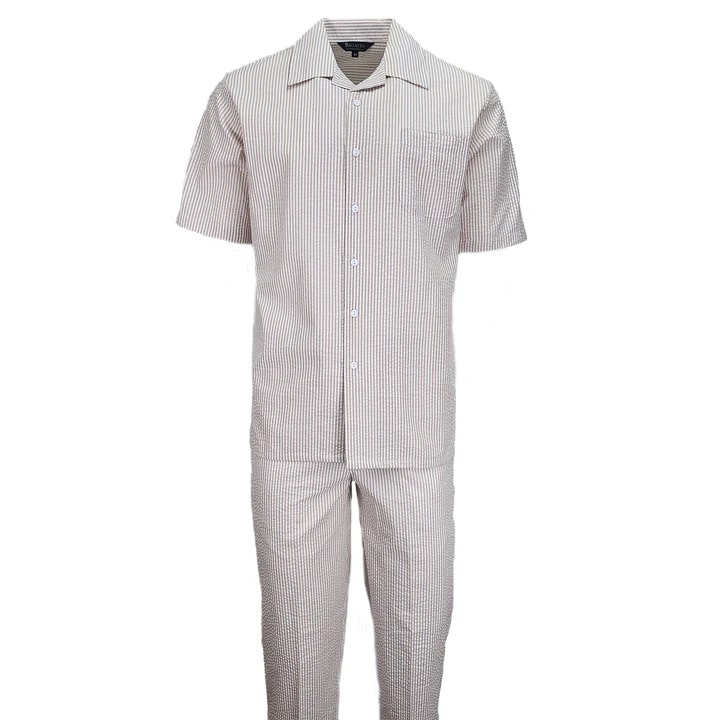 Tan Seersucker 2pc Set