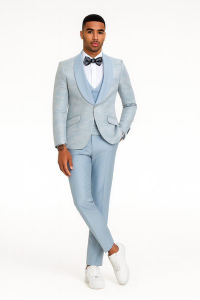2025 Prom Special Blue Tuxedo Suit w/ Double-Breasted Vest by Tazzio 5   - from alligatorwarehouse.com
