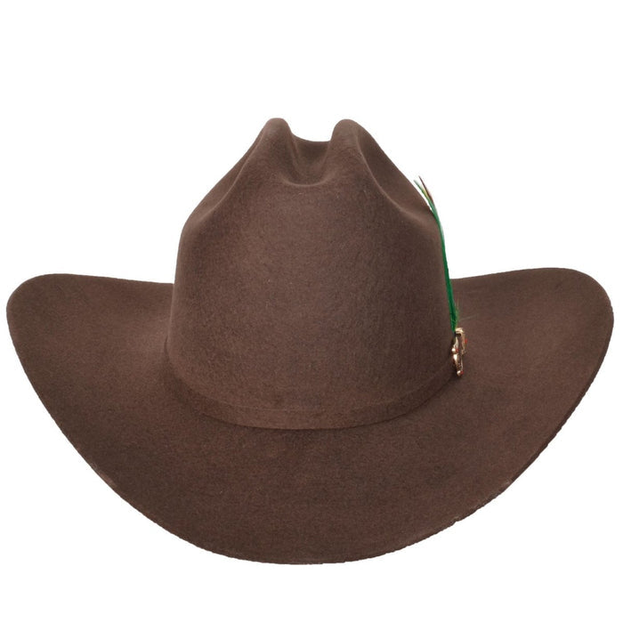 Texana 100X Estilo El Fantasma Color Cafe Chocolate con Plumas STONE