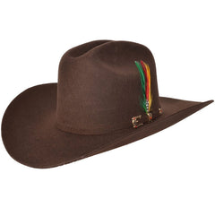 Texana 100X Estilo El Fantasma Color Cafe Chocolate con Plumas STONE