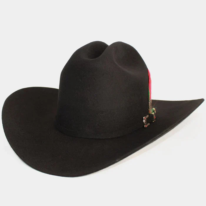 Texana 100X Estilo El Fantasma Color Negro con Plumas 3   - from alligatorwarehouse.com