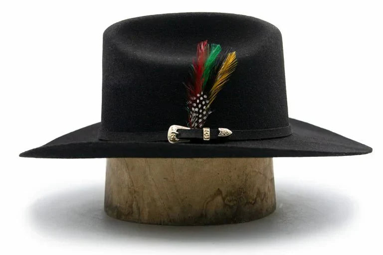 Texana 100X Estilo El Inombrable White Diamonds Color Negro con Plumas