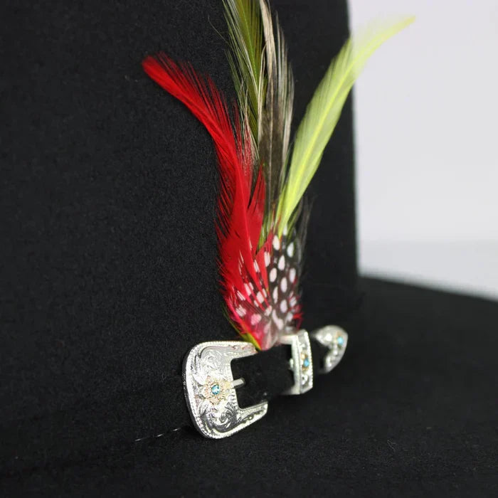 Texana 100X Estilo El Inombrable White Diamonds Color Negro con Plumas 3   - from alligatorwarehouse.com