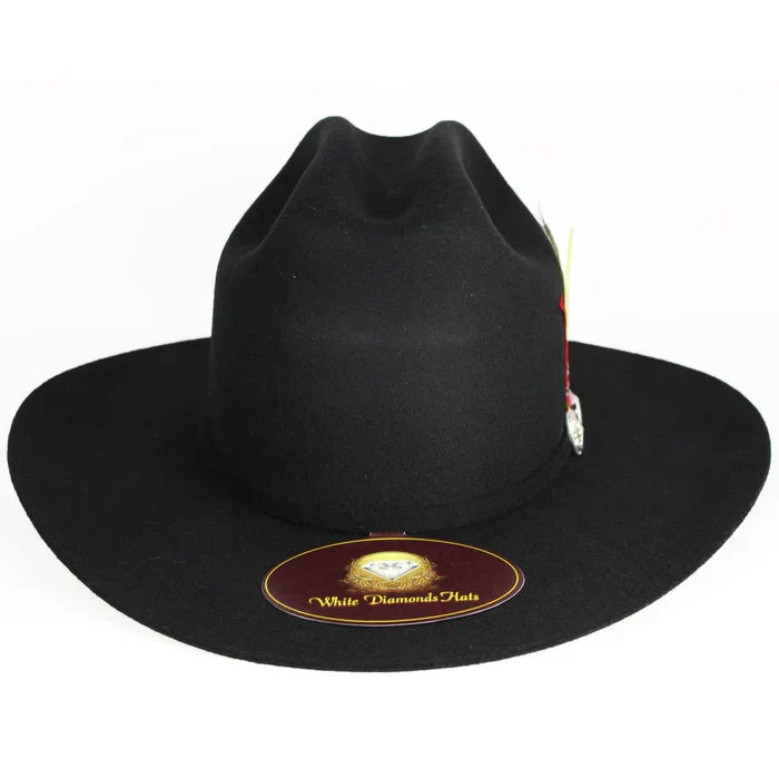 Texana 100X Estilo El Inombrable White Diamonds Color Negro con Plumas 8   - from alligatorwarehouse.com