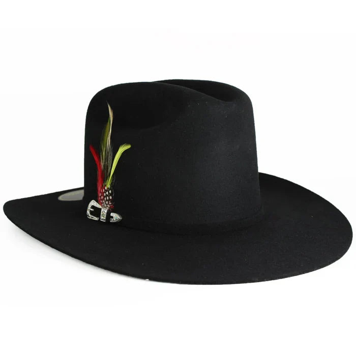 Texana 100X Estilo El Inombrable White Diamonds Color Negro con Plumas 6   - from alligatorwarehouse.com