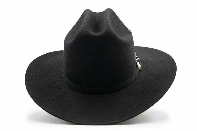 Texana 100X Estilo El Inombrable White Diamonds Color Negro con Plumas