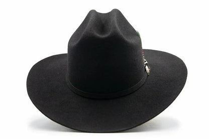 Texana 100X Estilo El Inombrable White Diamonds Color Negro con Plumas