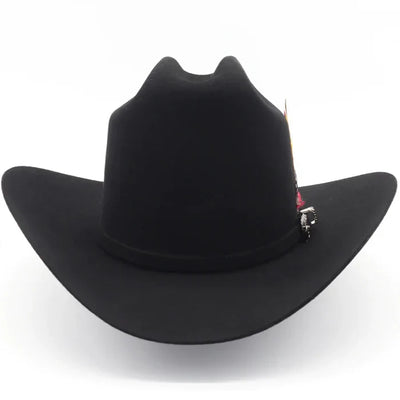 Texana Los Dos Carnales 100X Copa Alta con Plumas Color Negro 7   - from alligatorwarehouse.com