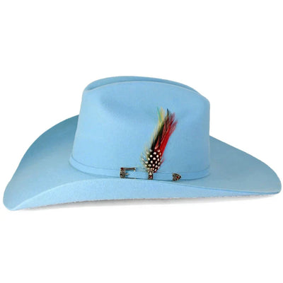 Texana para Mujer 100X Color Azul Cielo con Plumas STONE 1   - from alligatorwarehouse.com