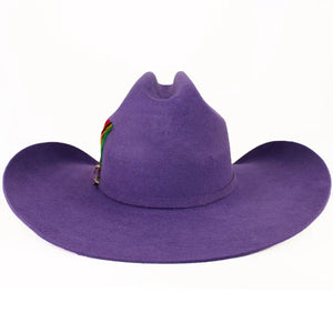 Texana Stone Sombrero Vaquero para Mujer 100X Color Morado con Plumas