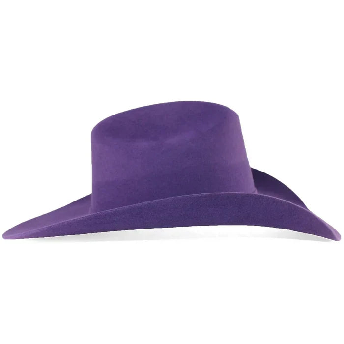 Texana Stone Sombrero Vaquero para Mujer 100X Color Morado con Plumas