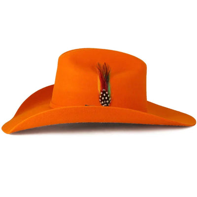 Texana Sombrero Vaquero para Mujer 100X Color Naranja con Plumas 4   - from alligatorwarehouse.com