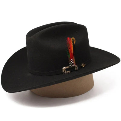 Texana Tombstone Estilo Sinaloa 20X con Plumas Color Negro 3   - from alligatorwarehouse.com