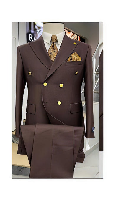 Mens Double Breasted Blazer - Wool Brown Sport Coat With Gold Buttons 1 PLEASE-SELECT-YOUR-SIZE-JA63895  - from alligatorwarehouse.com