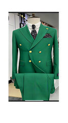 Mens Double Breasted Blazer - Wool Emerald Green Sport Coat With Gold Buttons
